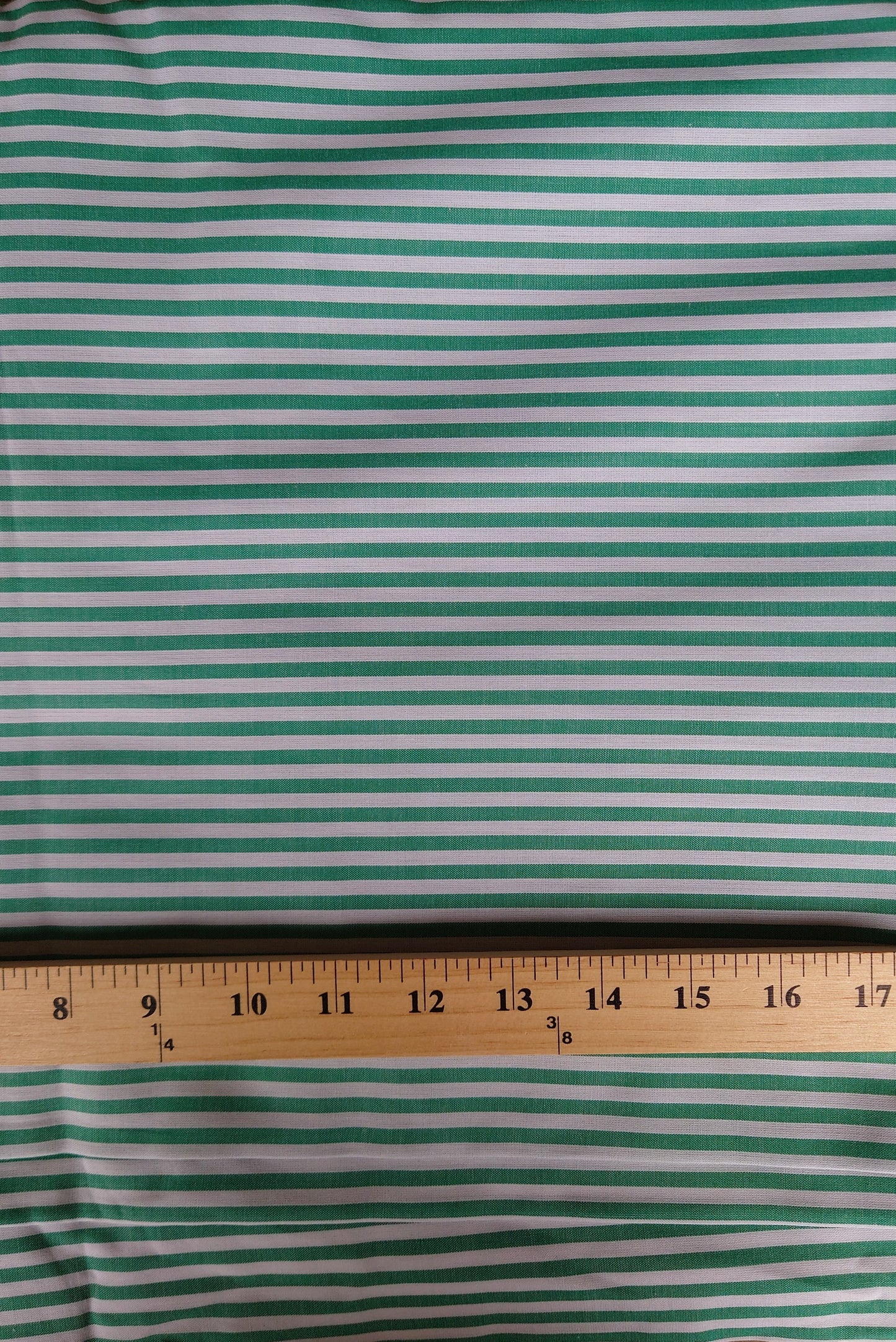 Green & White Striped Cotton Voile