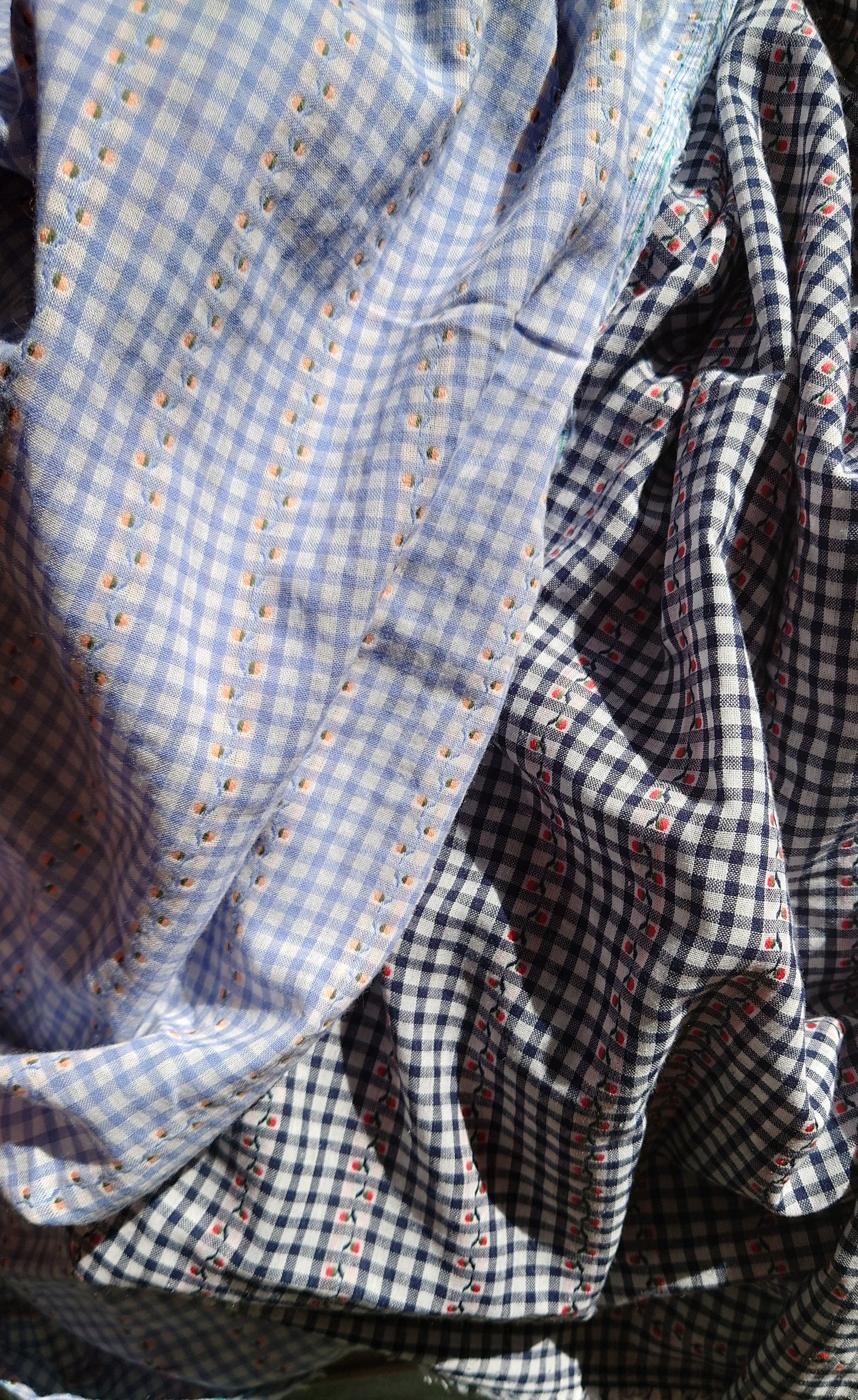 Periwinkle & White Yarn Dyed Embroidered Gingham Cotton Voile