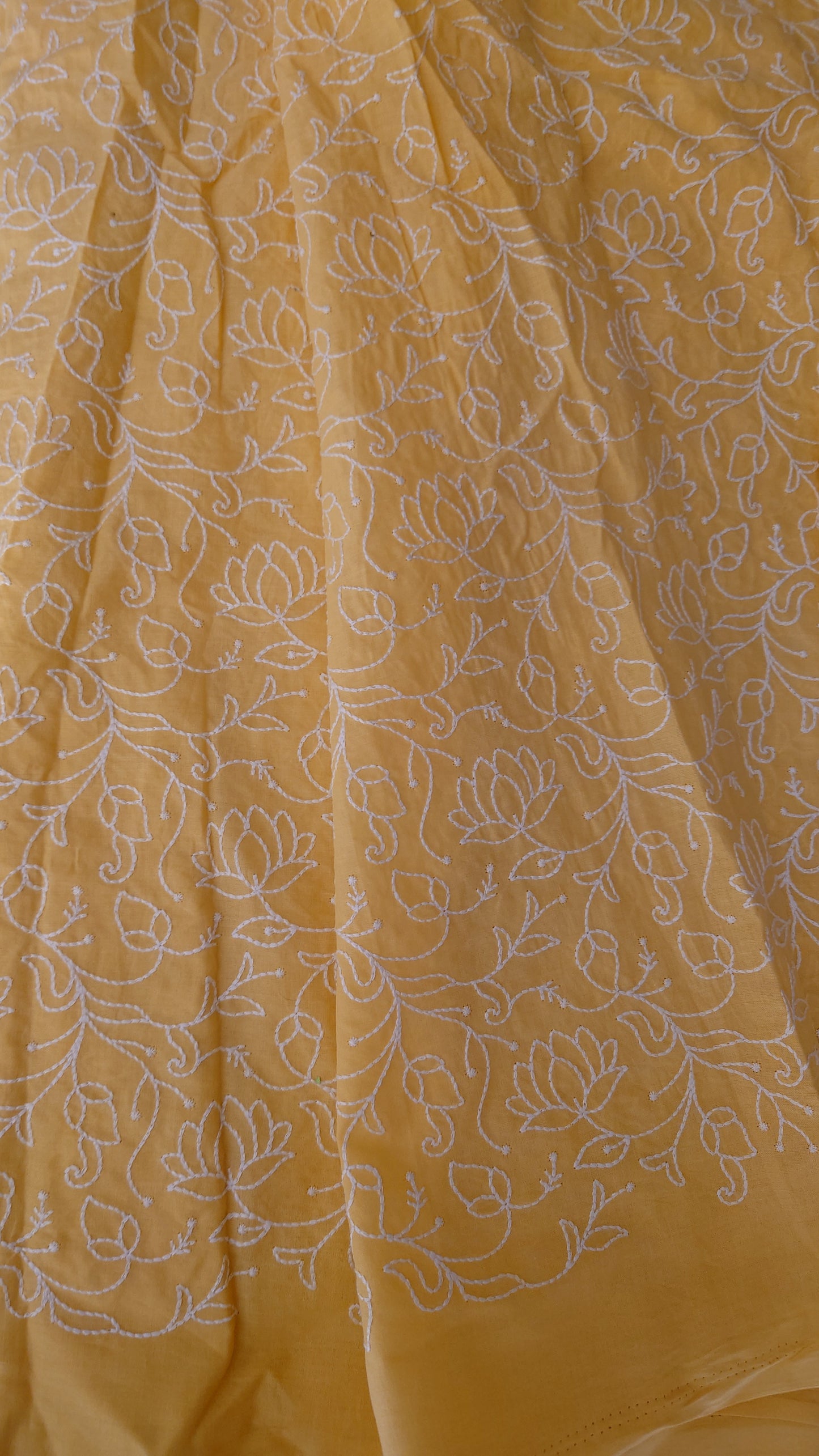 Lakhnavi Embroidered Cotton in Sunrise