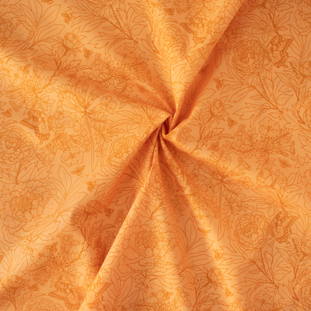 Bountiful Peonies Poplin in Tonal Peach