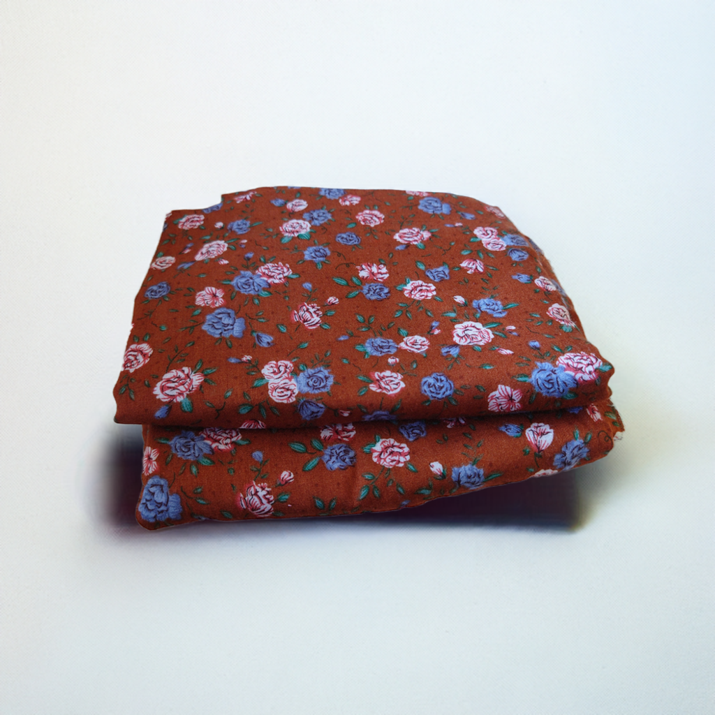 REMANTS 90s Floral Brown Rayon Challis (1 yd + 19"/1yd +8")