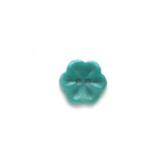 Flower Corozo Button in Turquoise (15mm)