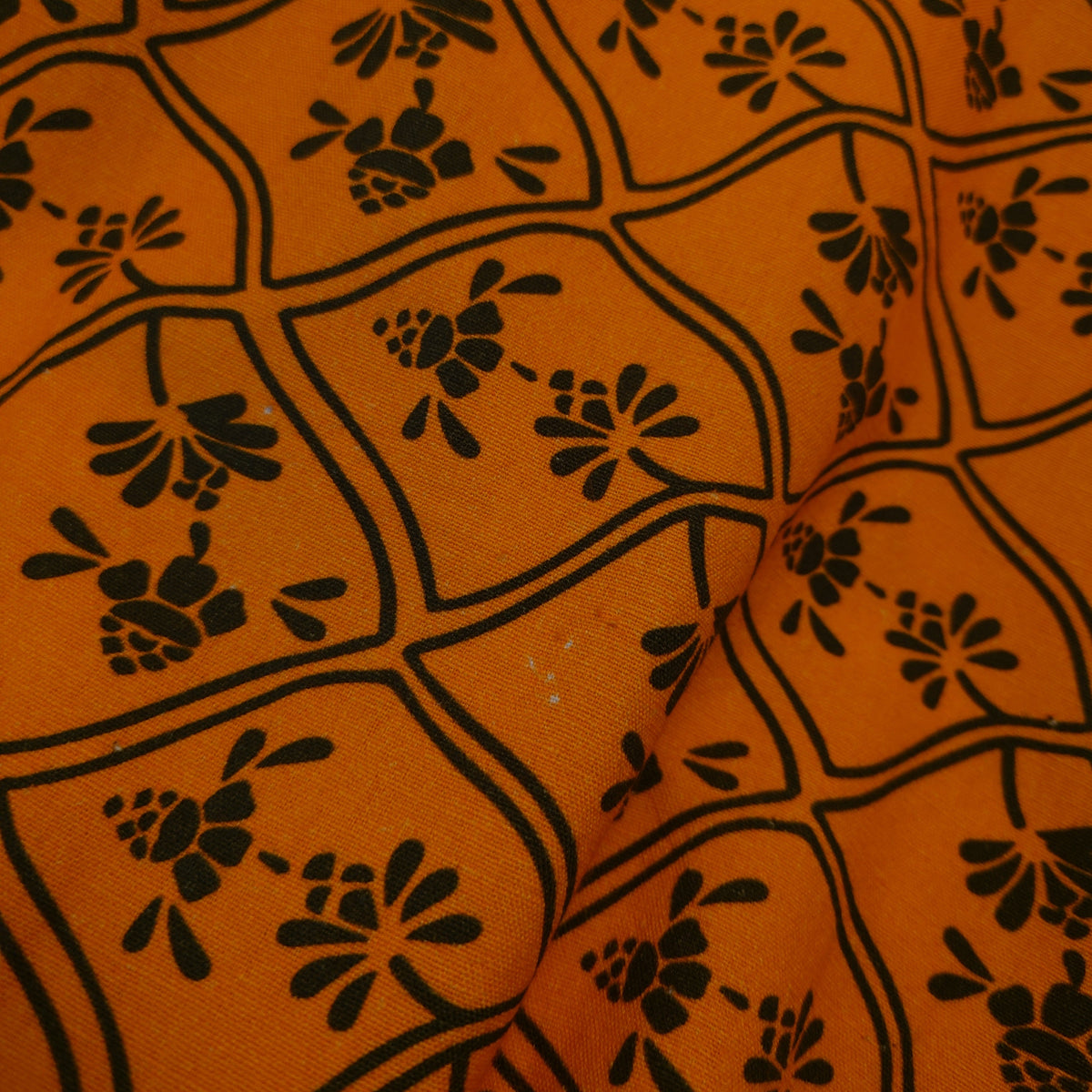 Orange & Green Digital Printed Cotton Khadi *imperfect