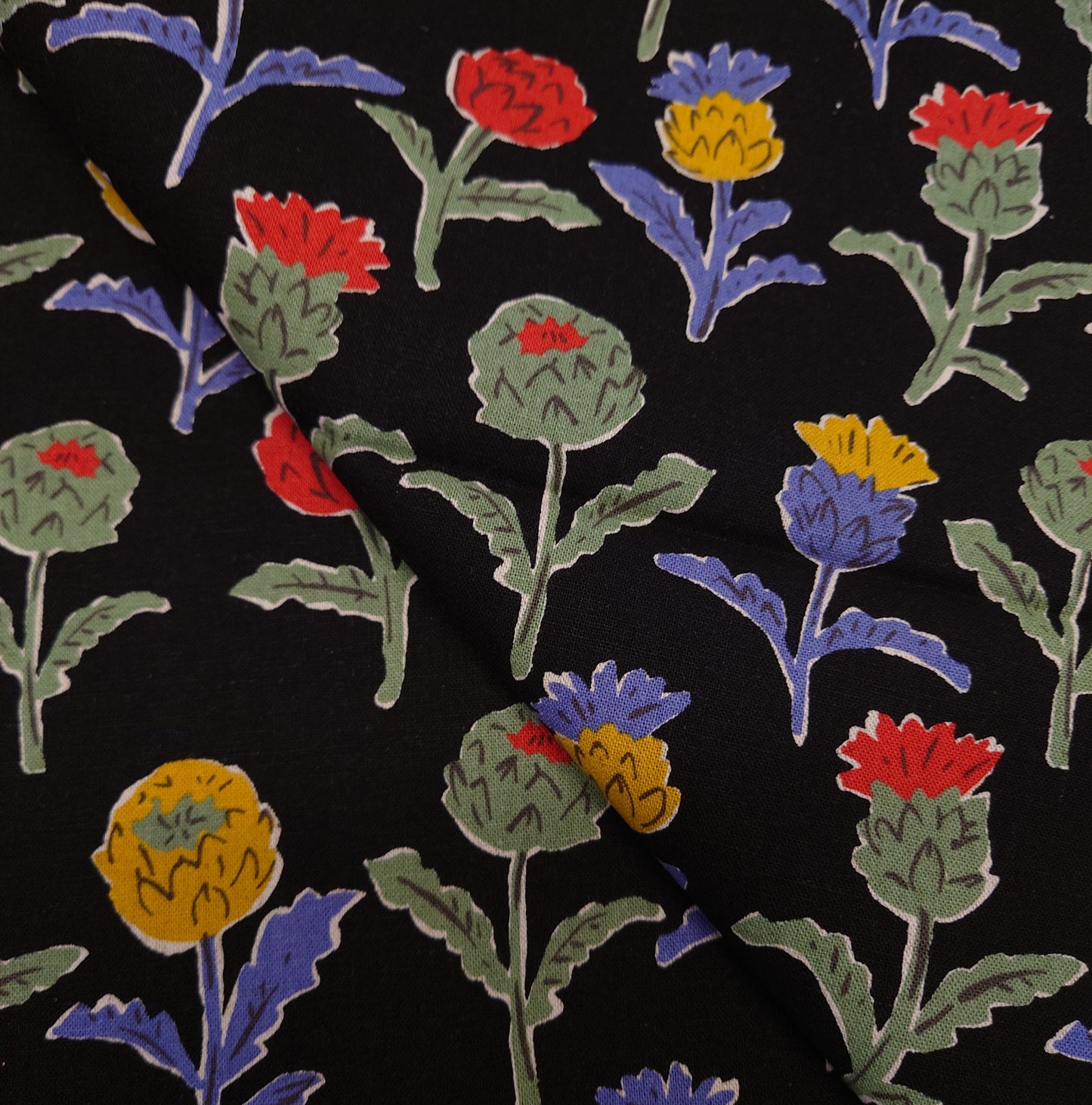 Artichoke Japanese Cotton Linen Canvas on Black