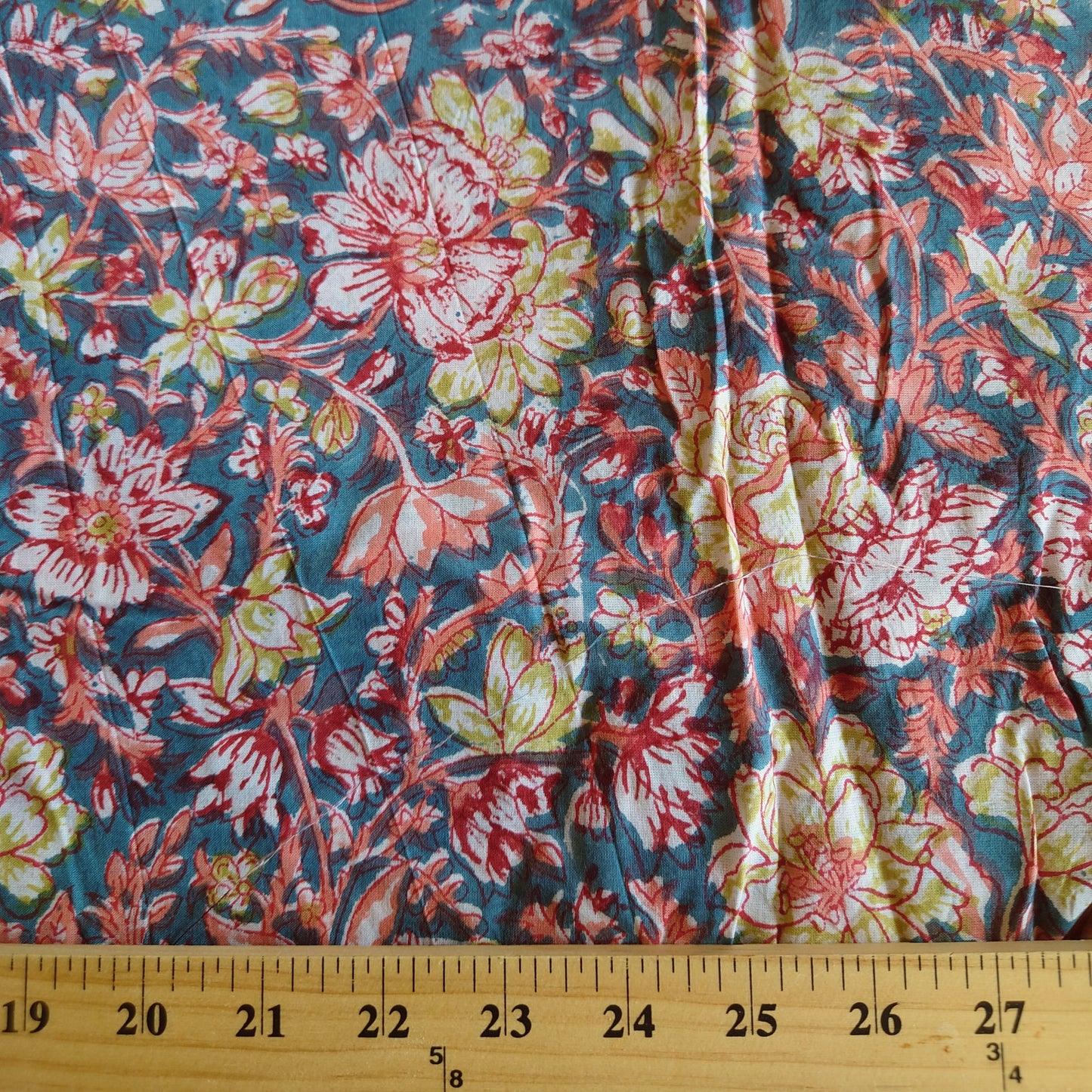 Rosy Floral Block-Printed Cotton