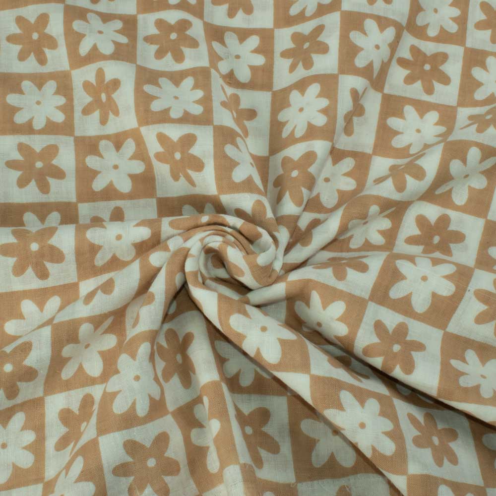 Daisy Check Handwoven Cotton in Tan