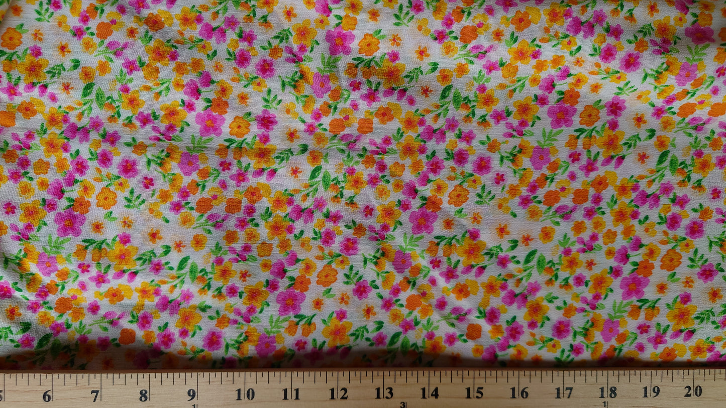 Bright Ditsy Floral Crinkle Rayon