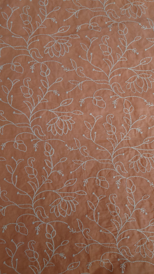 Lakhnavi Embroidered Cotton in Gajree