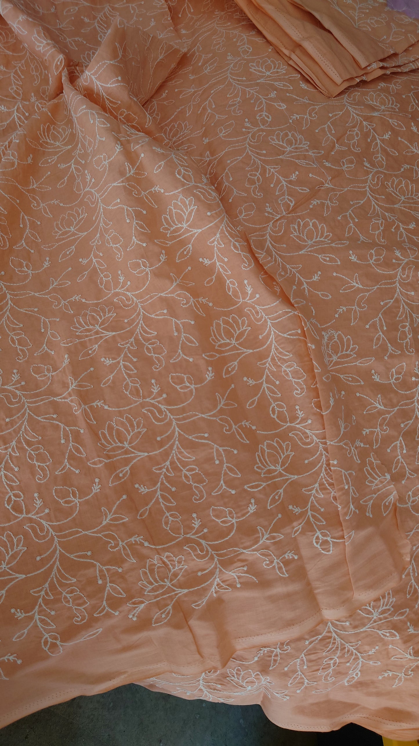 Lakhnavi Embroidered Cotton in Gajree