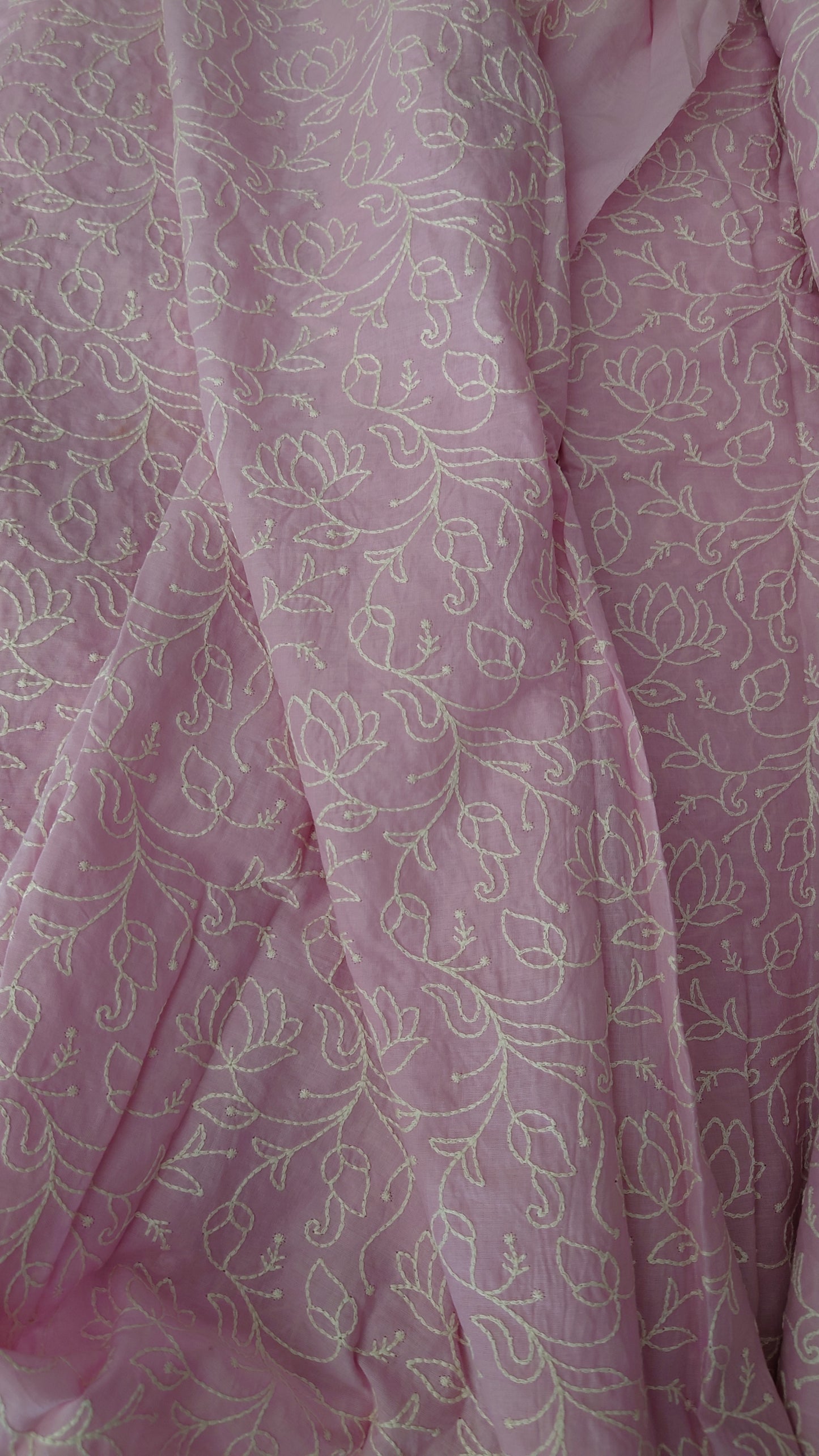 Lakhnavi Embroidered Cotton in Lavender