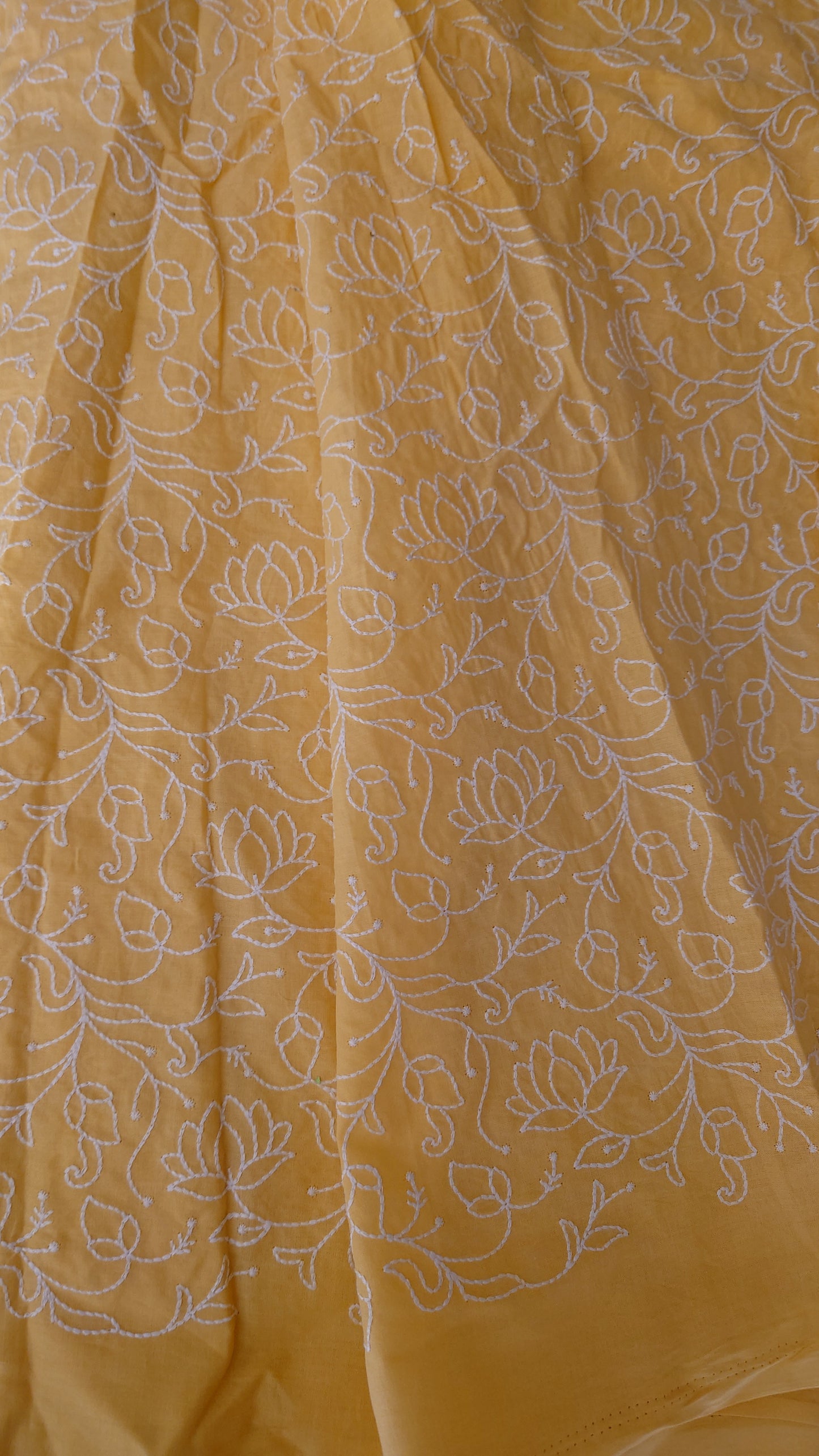 Lakhnavi Embroidered Cotton in Sunrise