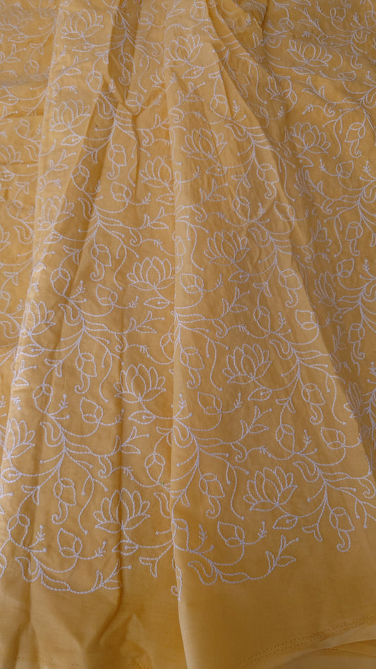 Lakhnavi Embroidered Cotton in Sunrise