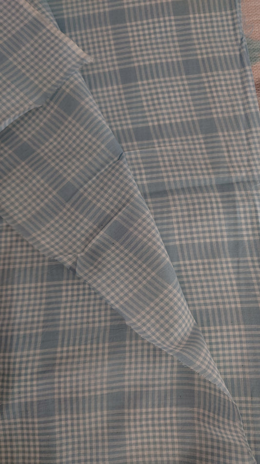 Light Blue Check Gingham Handwoven Indian Cotton