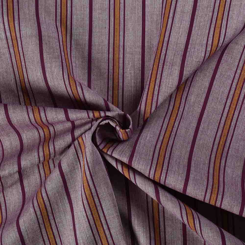 Purple & Mustard Stripe Handwoven Indian Cotton