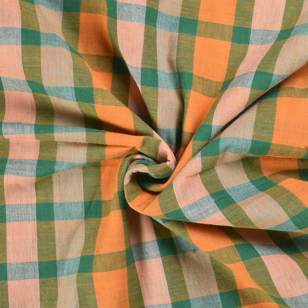 Cantaloupe Plaid Check Handwoven Cotton