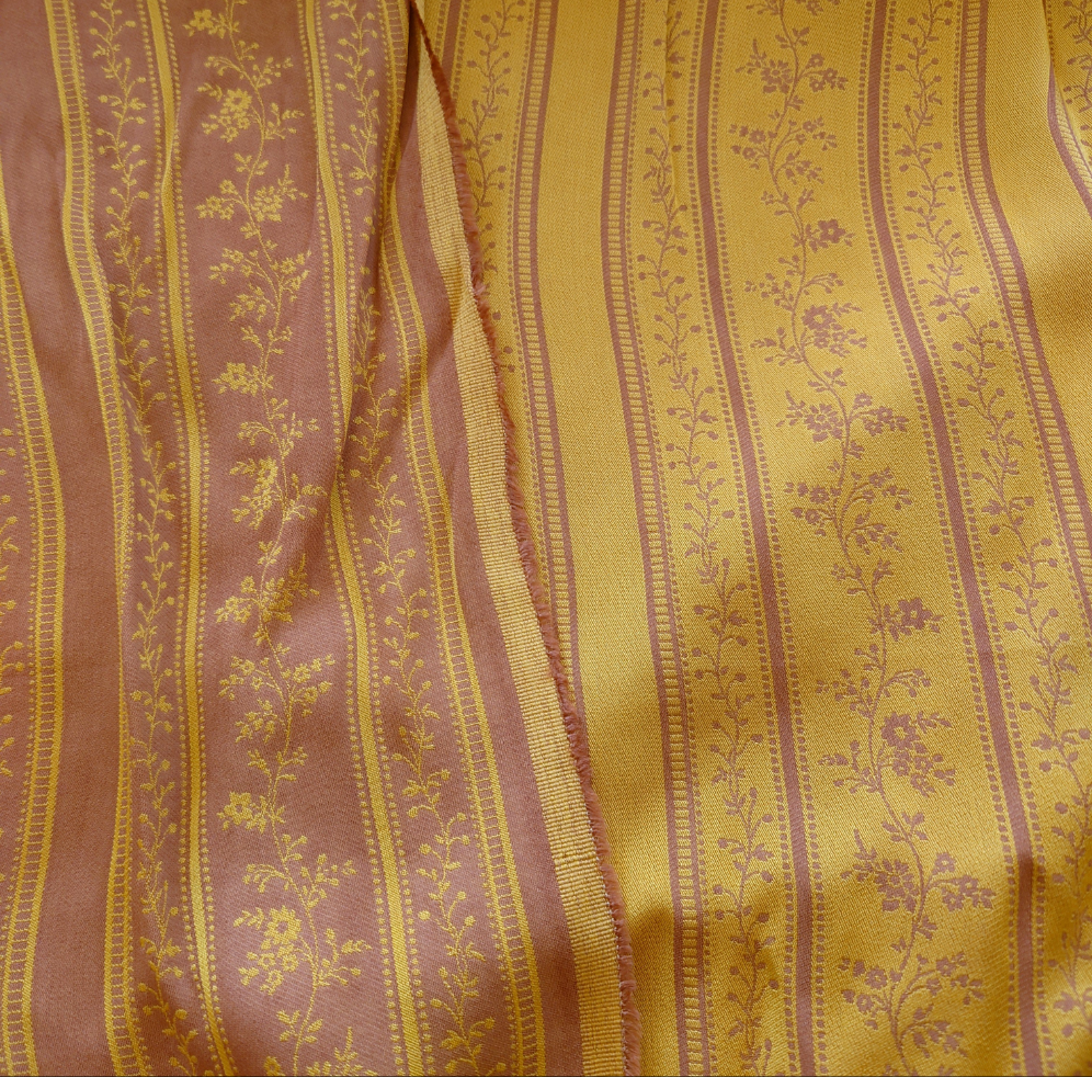 Golden Floral Stripe Jacquard Cotton Tencel