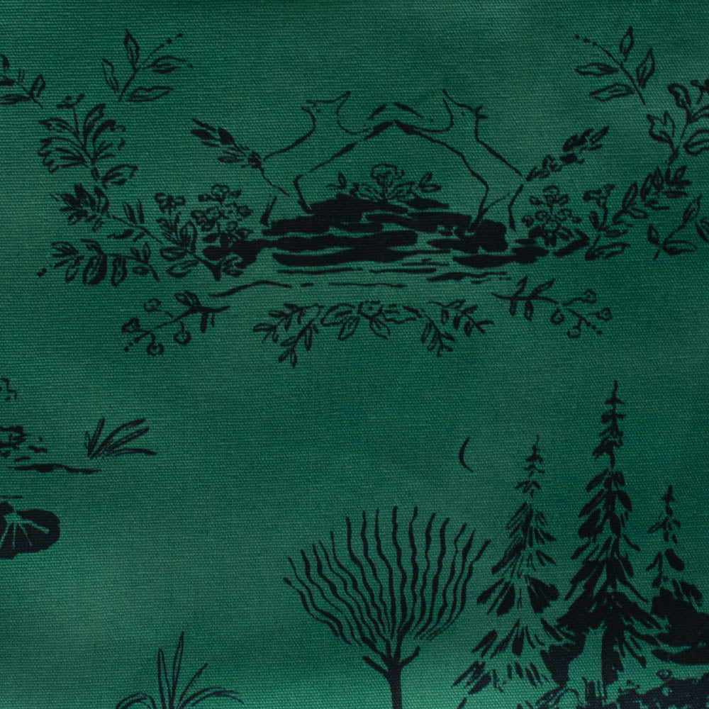 There Was a Fox Emerald Toile Cotton Canvas