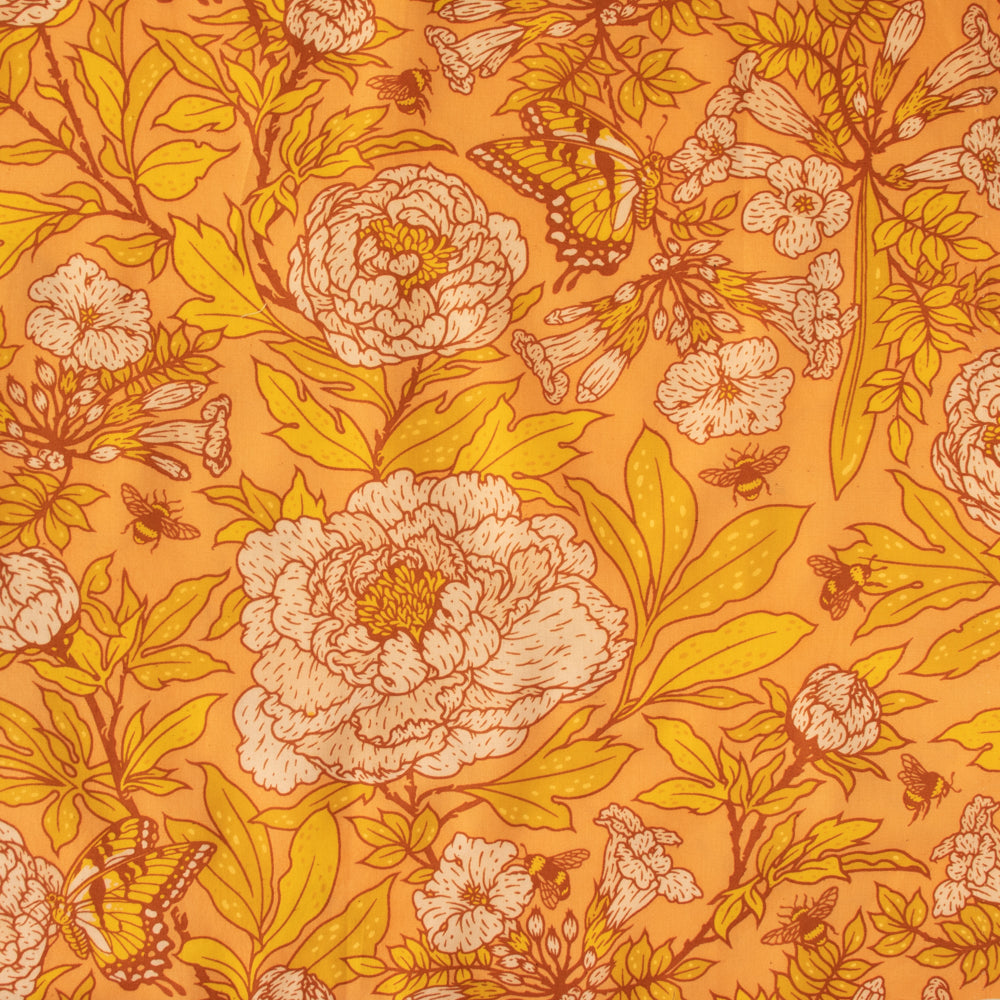 Bountiful Large Peonies Lawn in Peach Gold