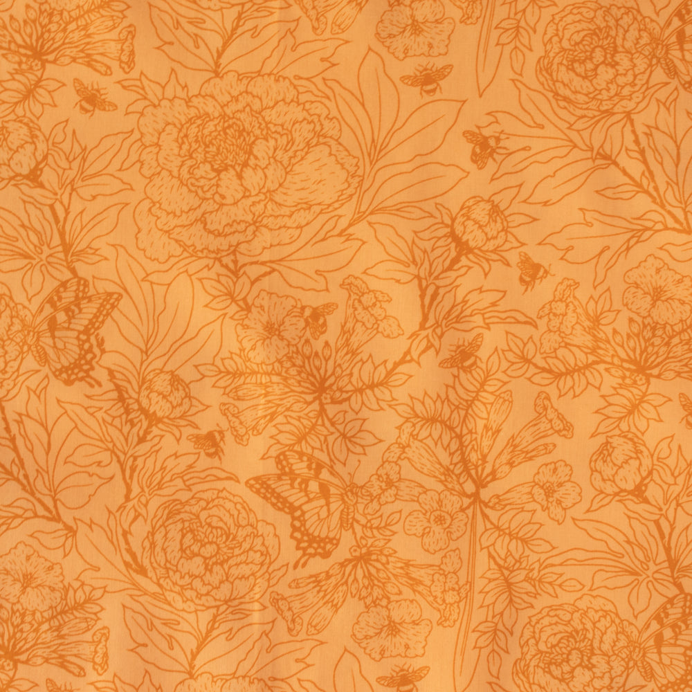 Bountiful Peonies Poplin in Tonal Peach