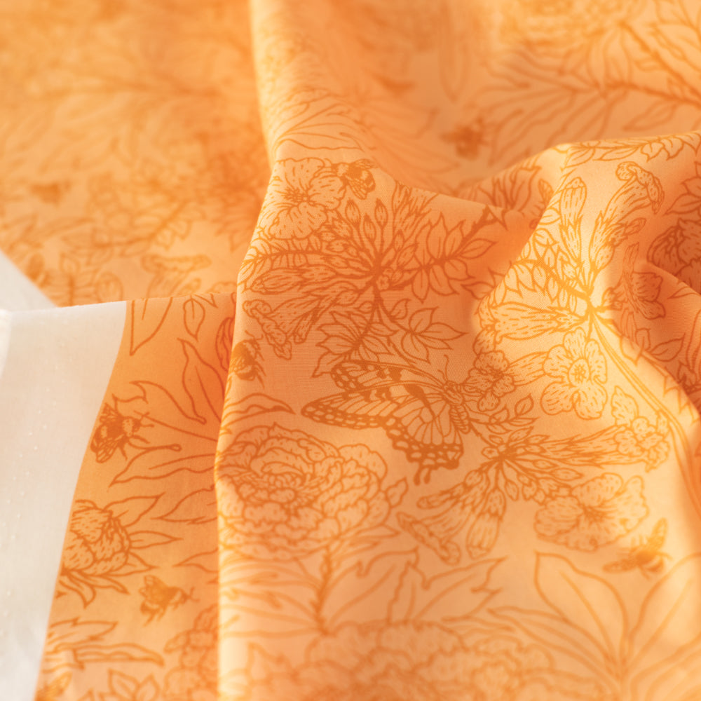 Bountiful Peonies Poplin in Tonal Peach