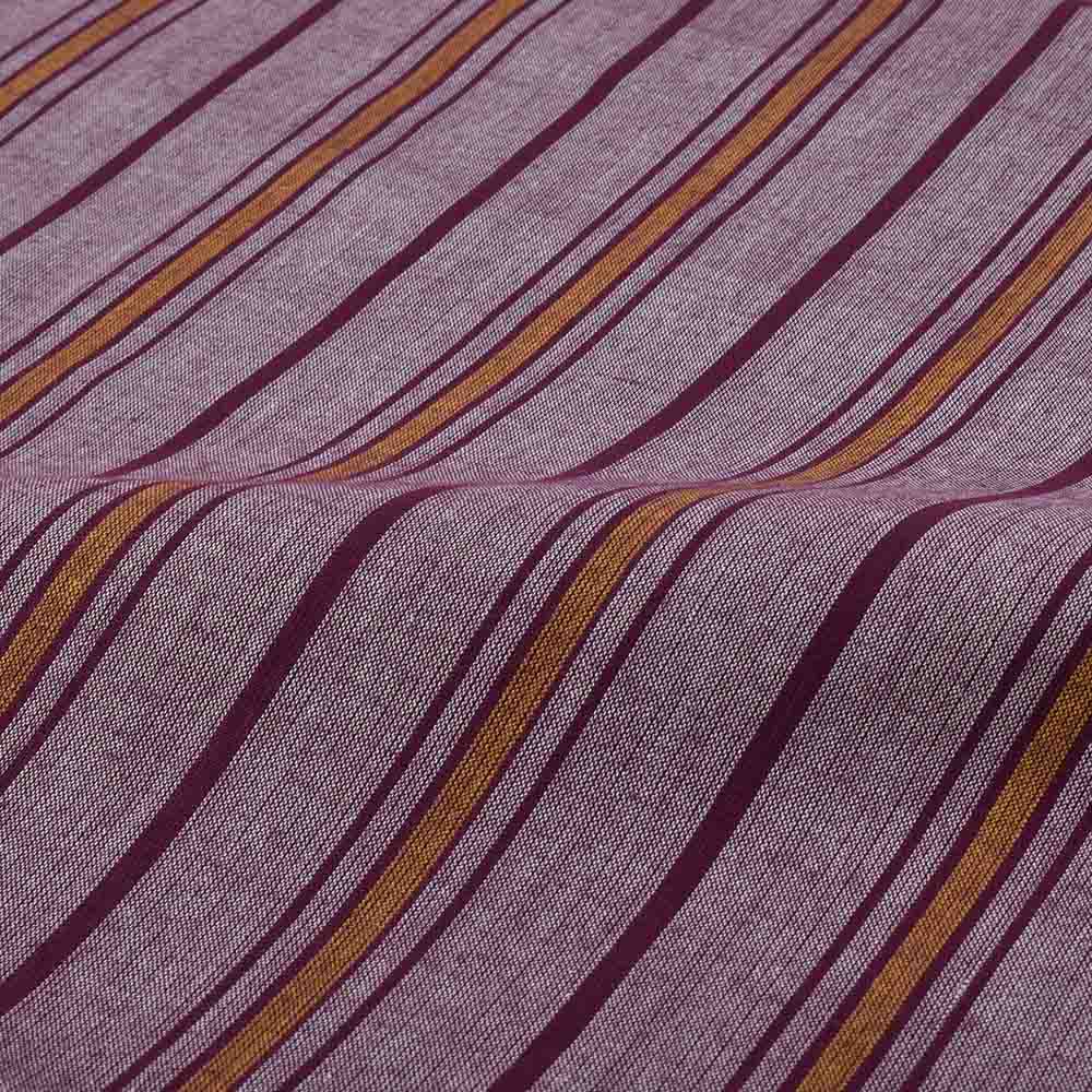 Purple & Mustard Stripe Handwoven Indian Cotton