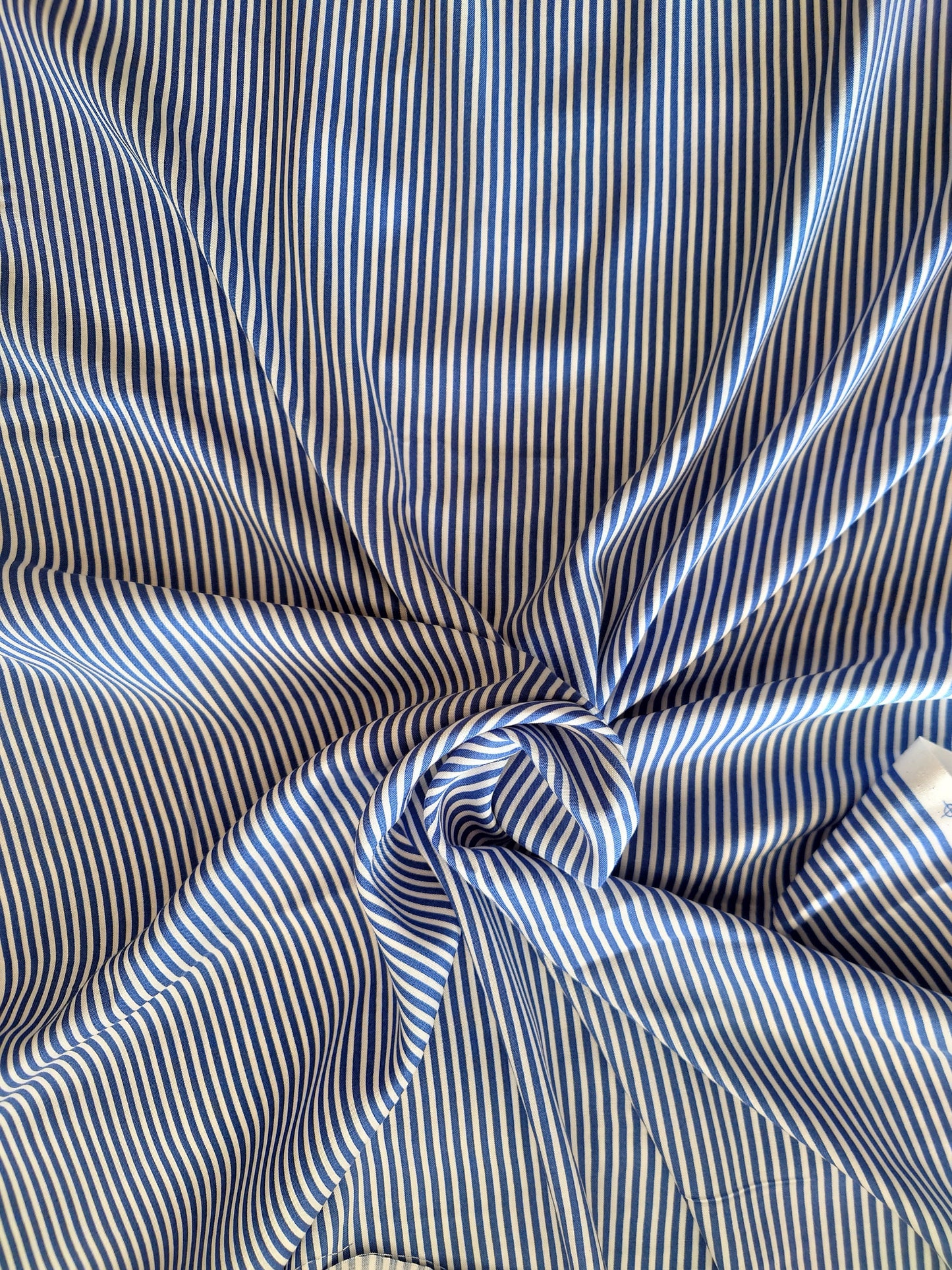 Lapis Blue & White Striped Rayon Challis