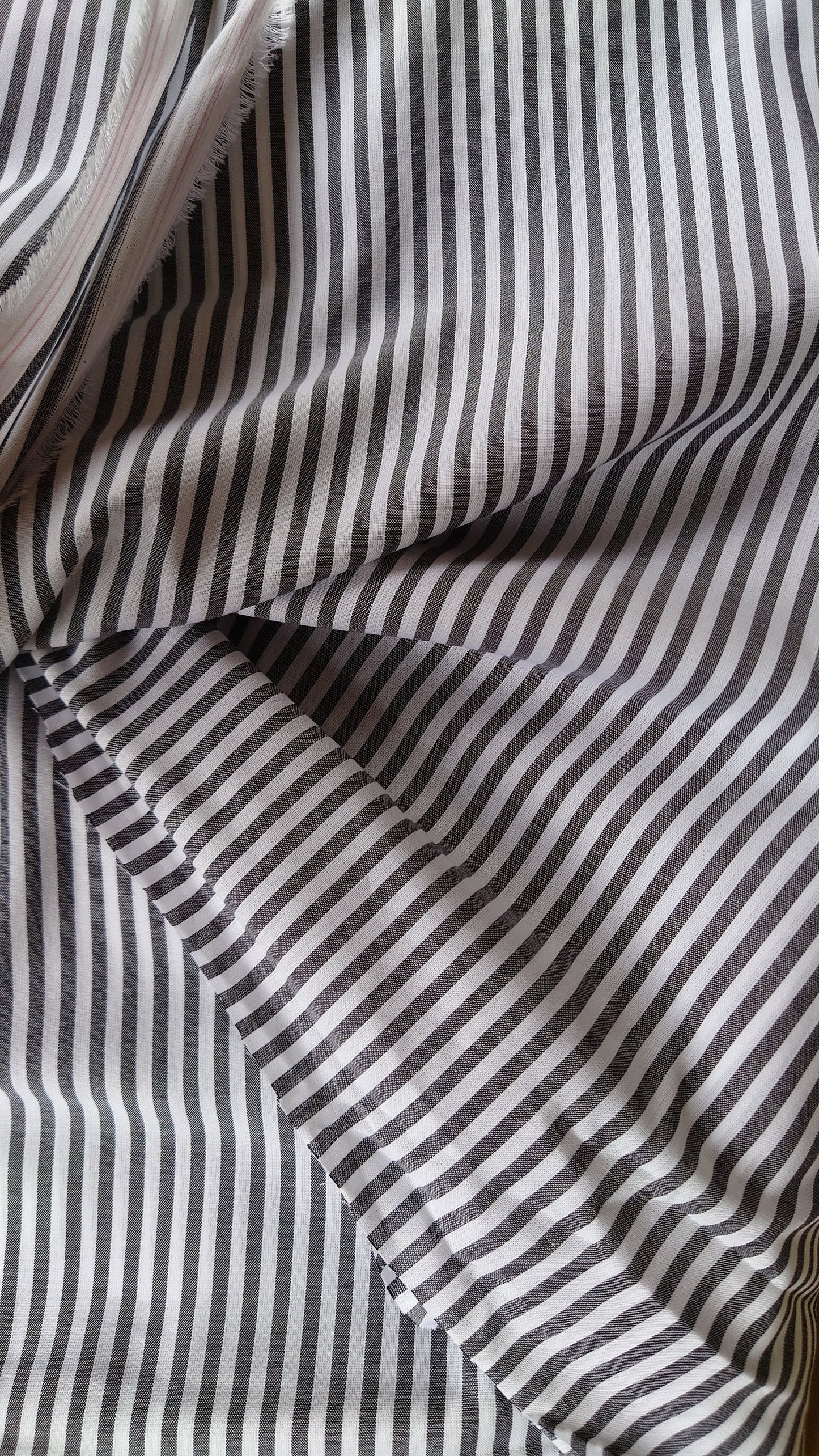 Charcoal & White Striped Cotton Voile