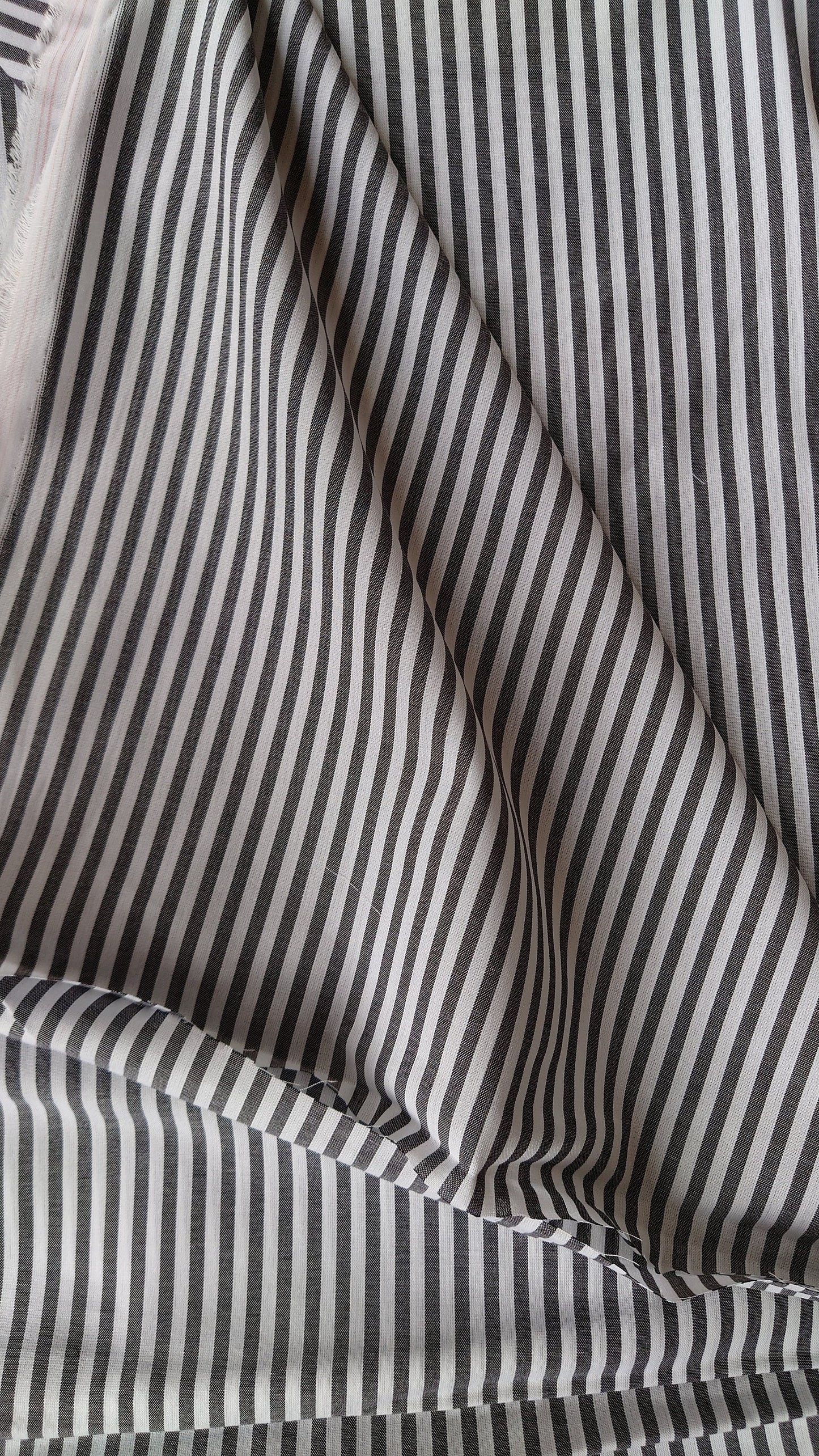 Charcoal & White Striped Cotton Voile