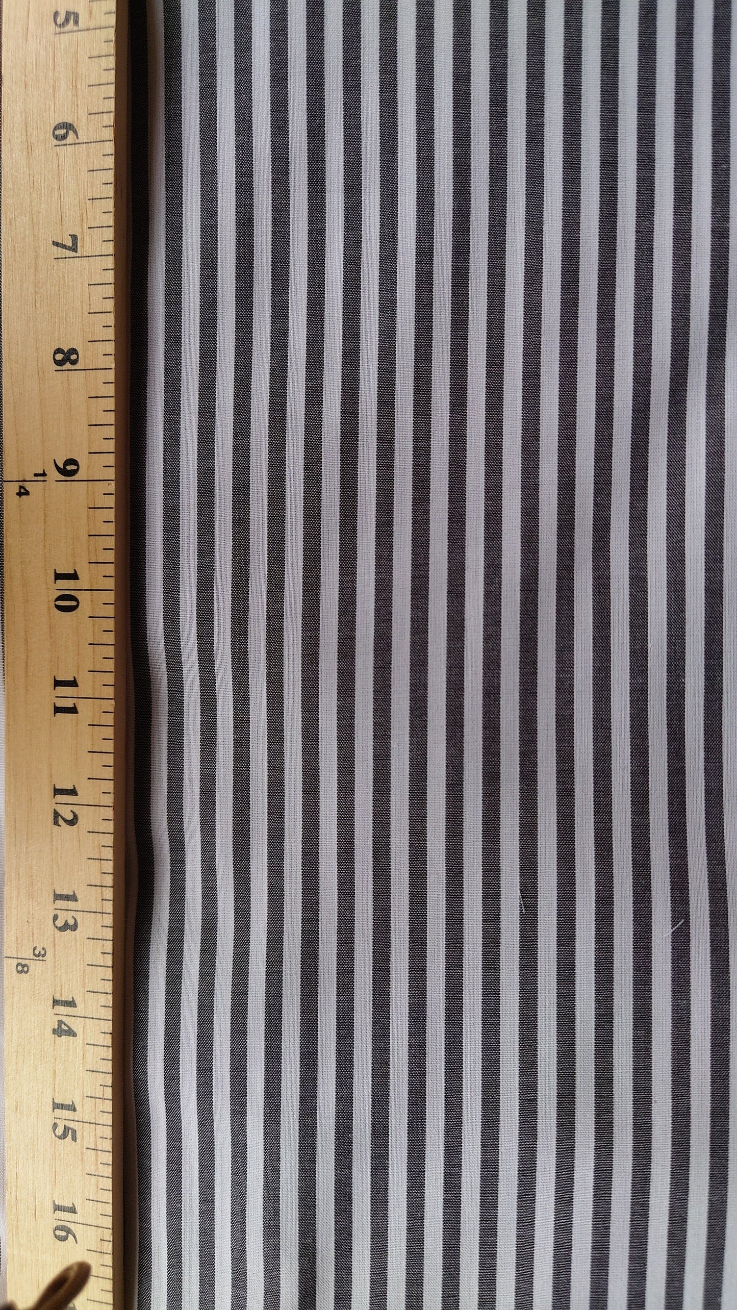 Charcoal & White Striped Cotton Voile