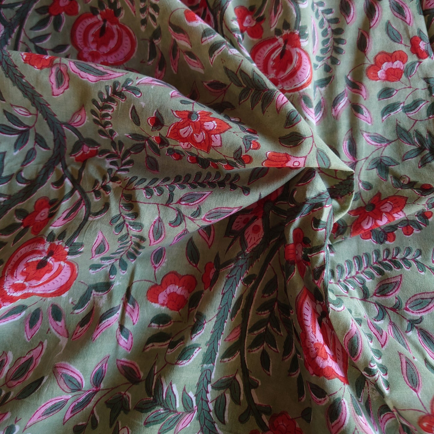 Garden Vines Block-Printed Cotton