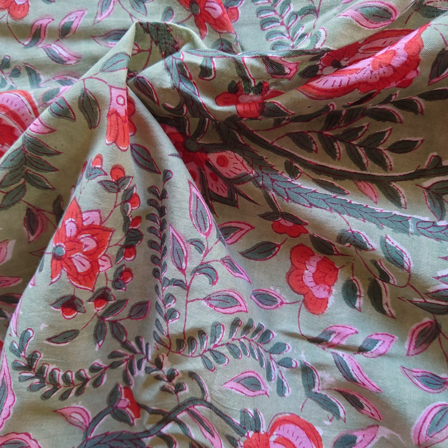 Garden Vines Block-Printed Cotton