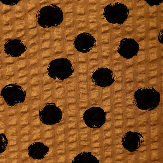 Polka Dot Japanese Cotton Seersucker in Caramel