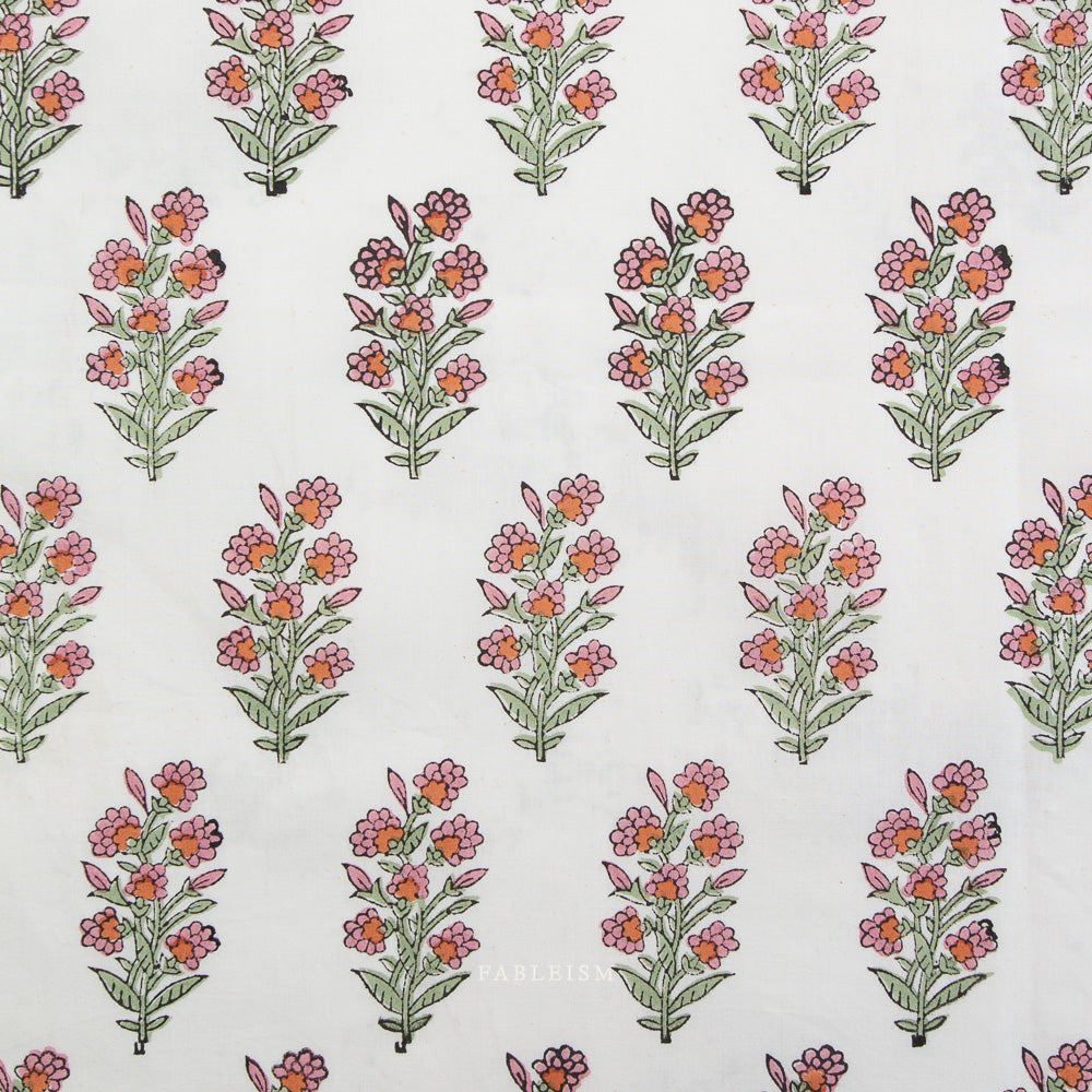 Fableism Indian Block Prints: Wild Floral in Blushing