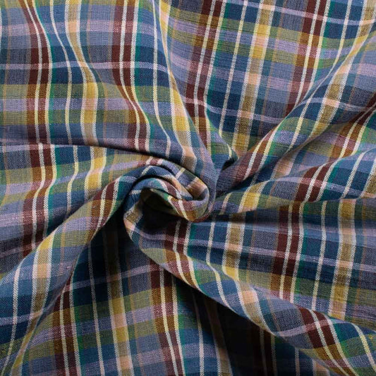 Muted Multicolor Plaid Handwoven Cotton Khadi