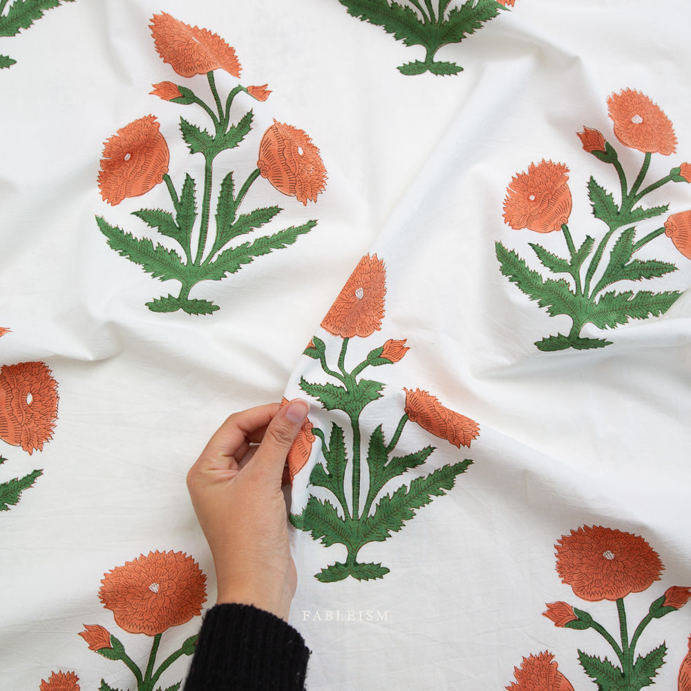 Fableism Indian Block Prints: Cottage in Boho Floral in Sienna
