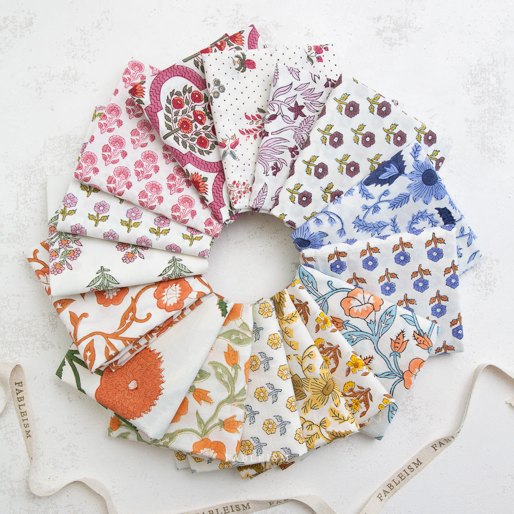 Fableism Indian Block Prints: Cottage in Boho Floral in Sienna