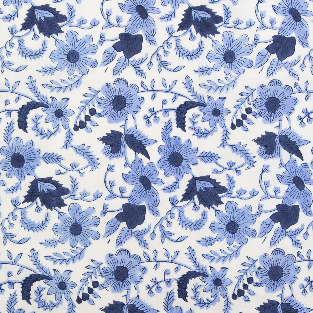 Fableism Indian Block Prints: Country Floral in Blue
