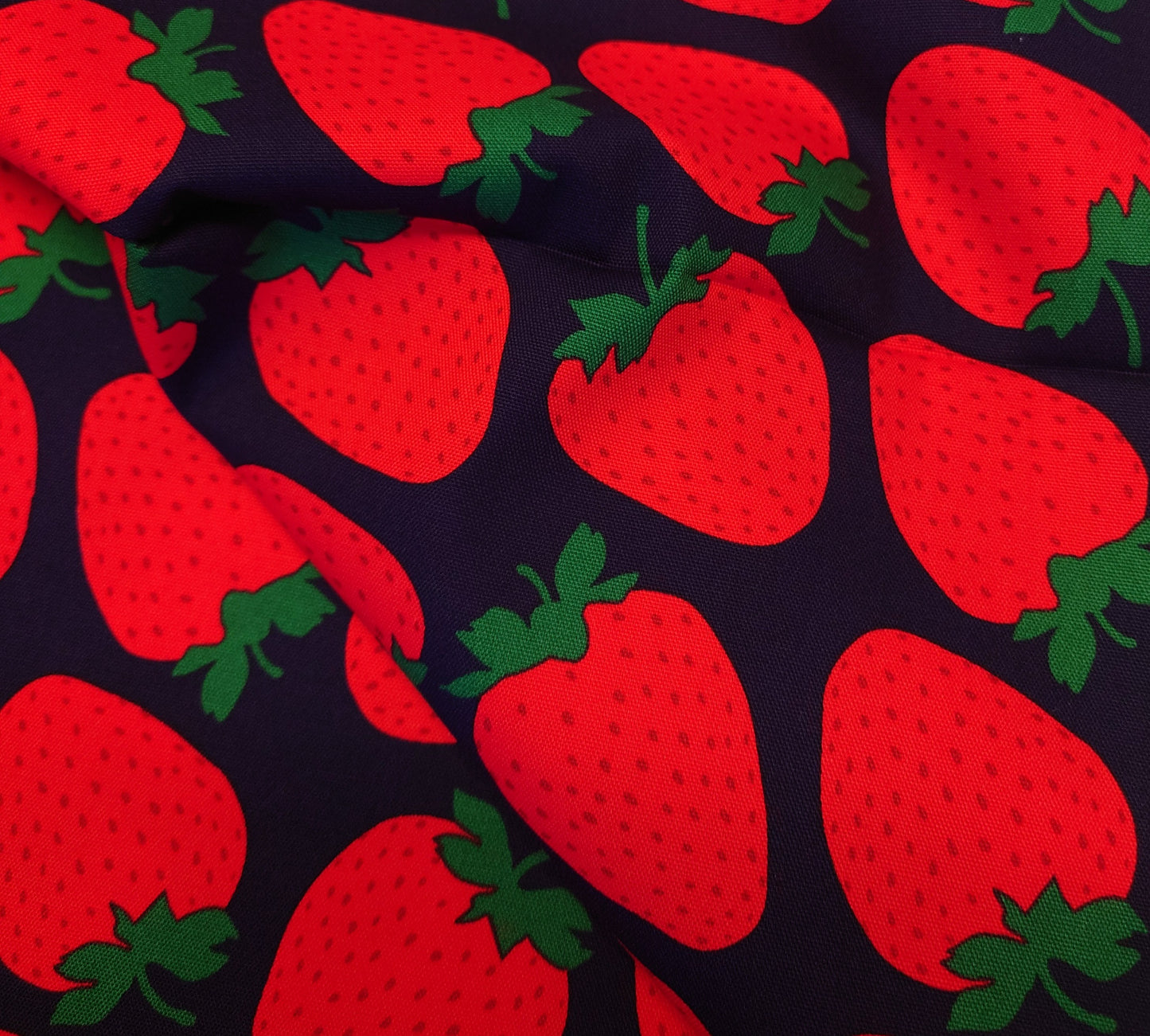 Big Strawberries Japanese Cotton Oxford on Navy