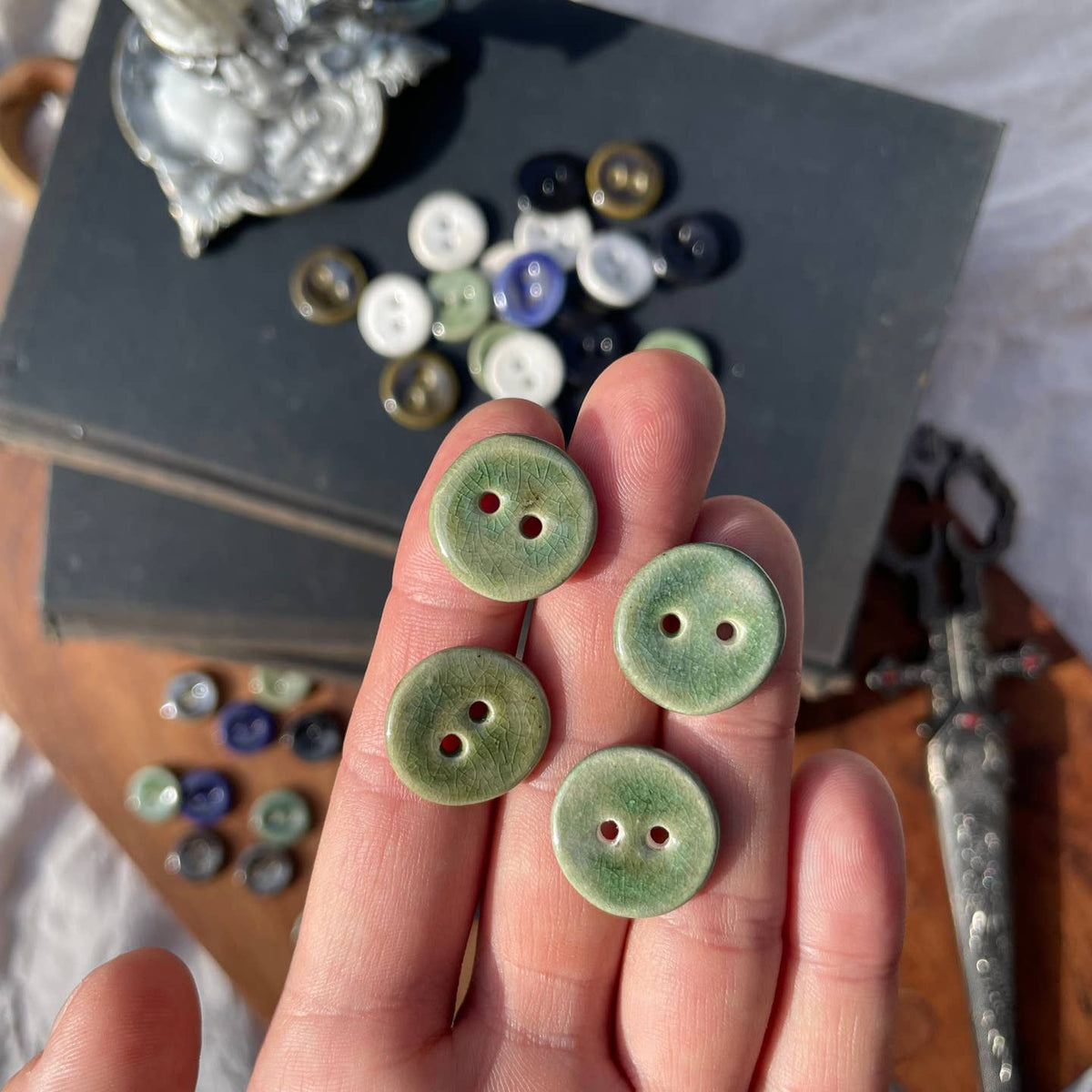 Silver Beast Studio Buttons- Set of 5 (18mm)
