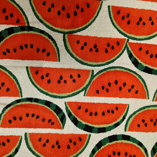Watermelon Slices Japanese Cotton Linen Canvas on Natural