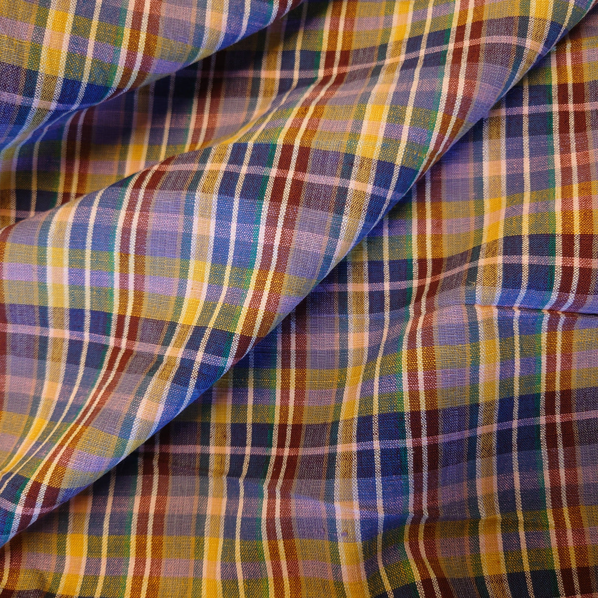 Lilac-Tinted Multicolor Plaid Handwoven Cotton Khadi