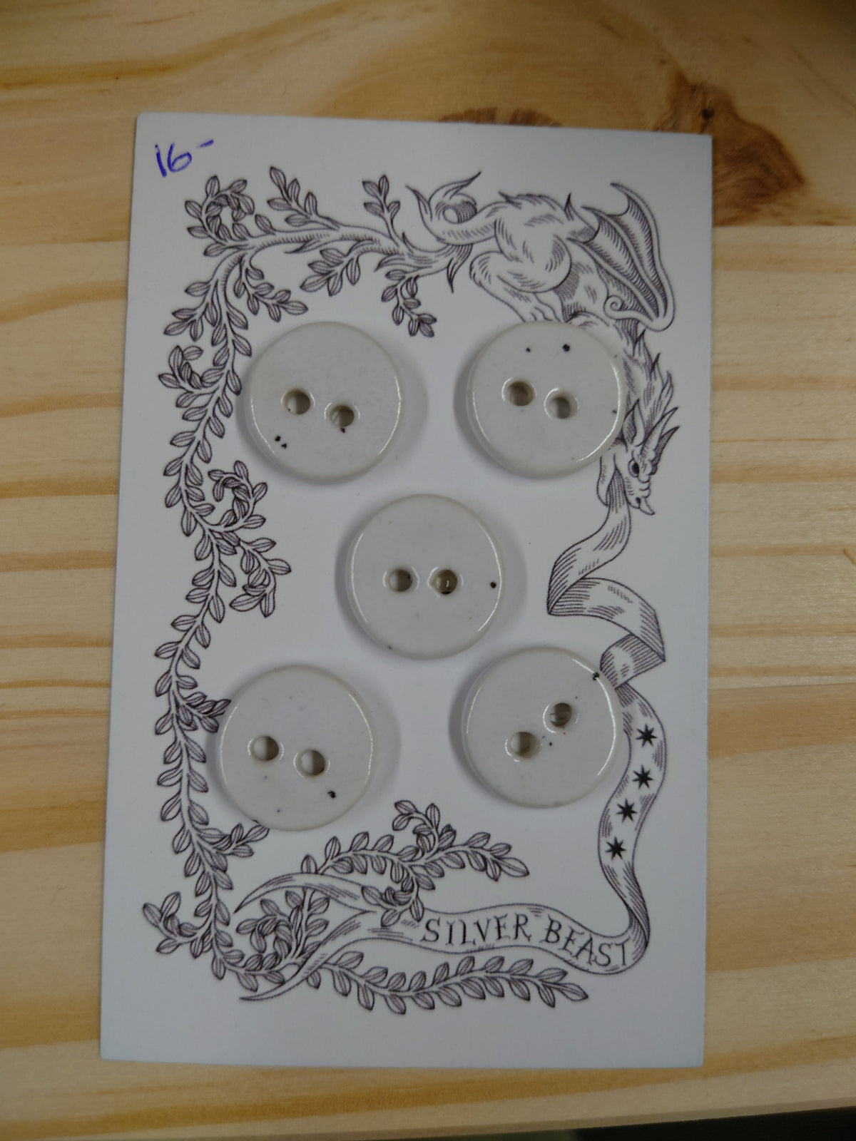 Silver Beast Studio Buttons- Set of 5 (18mm)