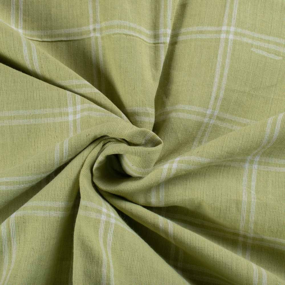 Light Green Grid Plaid Handwoven Cotton