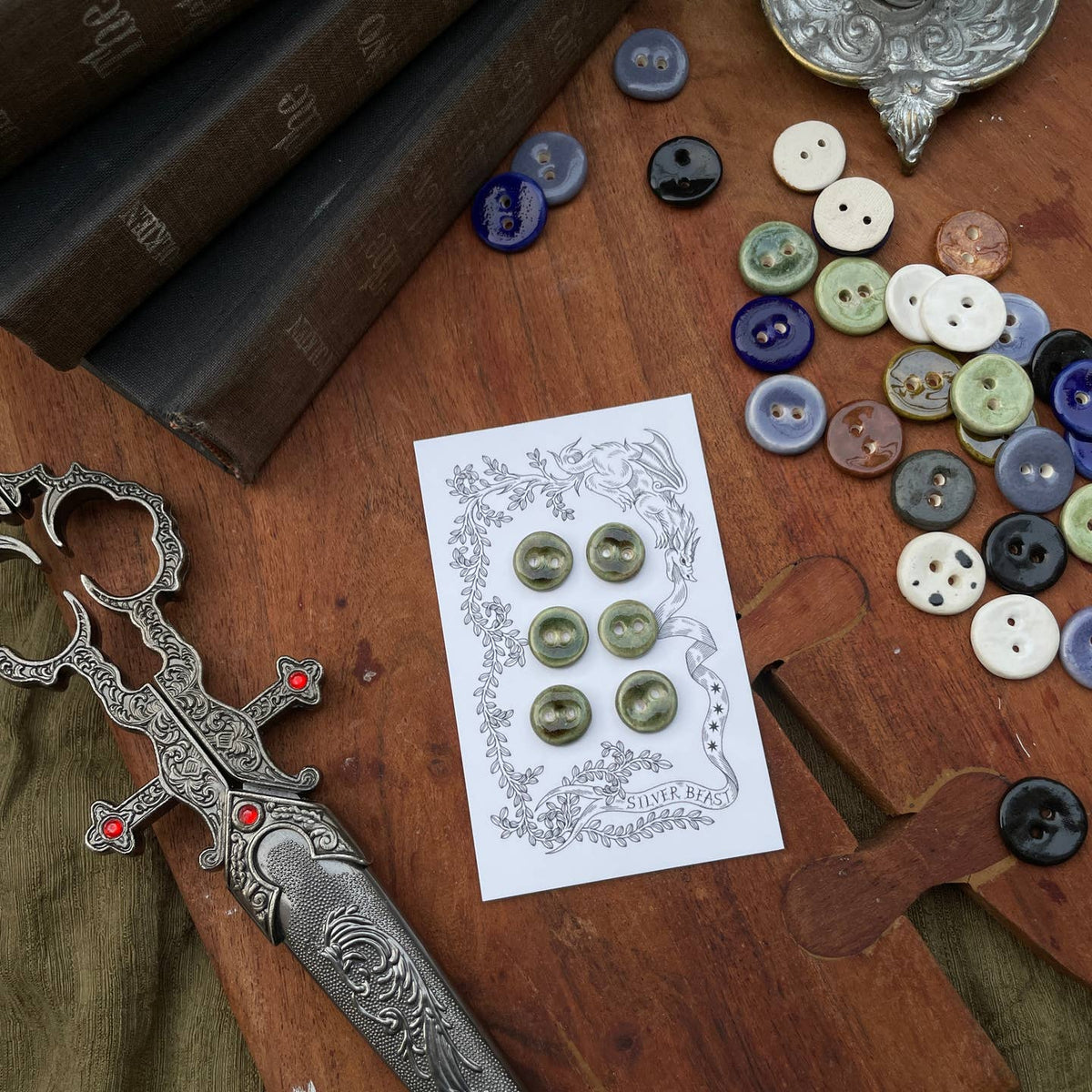 Silver Beast Studio Mini Buttons- Set of 6 (13mm)