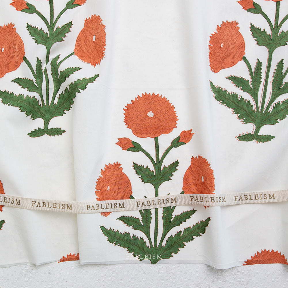 Fableism Indian Block Prints: Cottage in Boho Floral in Sienna