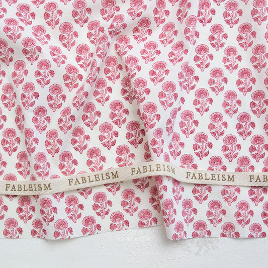 Fableism Indian Block Prints: Cottage Stamp Floral in Pink
