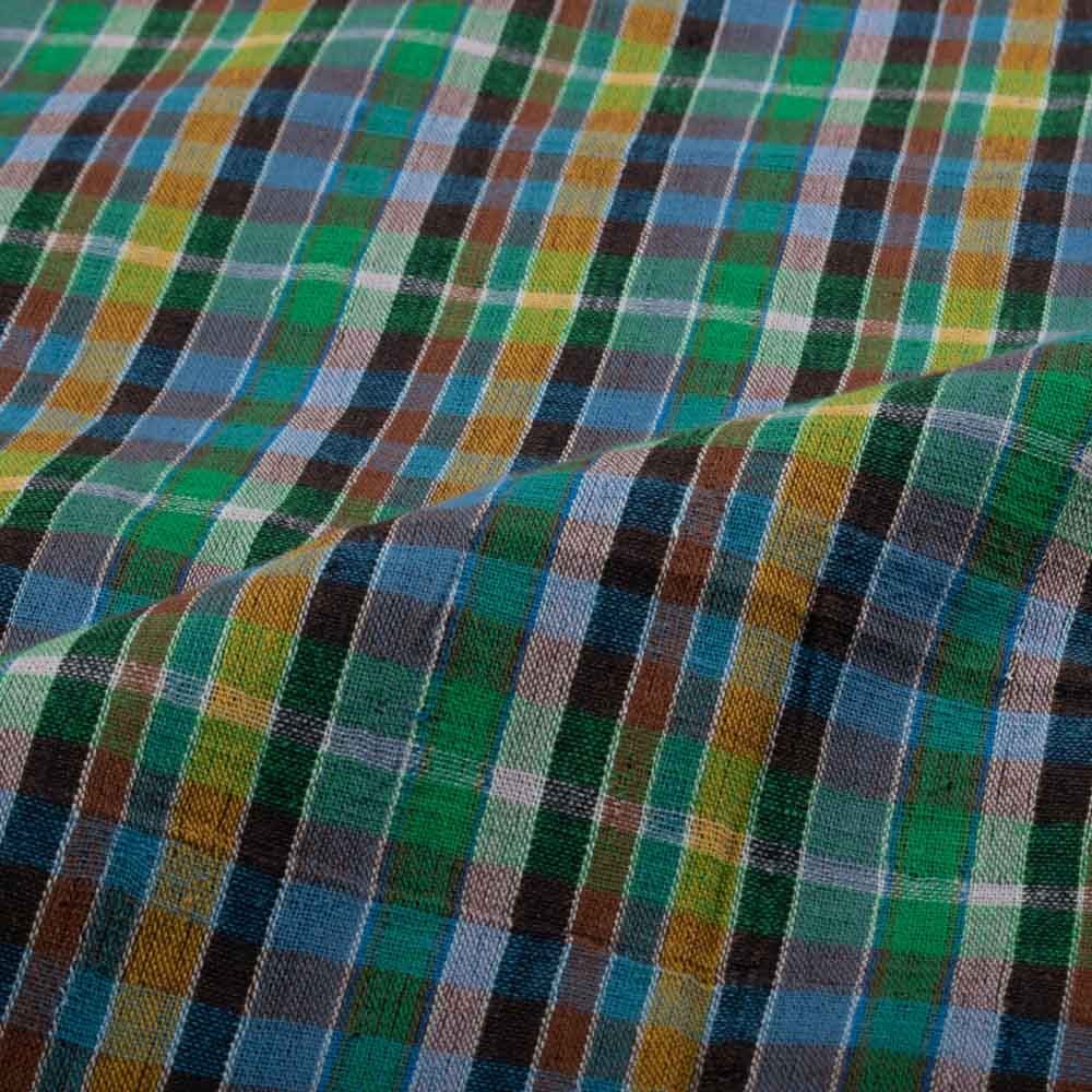 Greenish Multicolor Plaid Handwoven Cotton