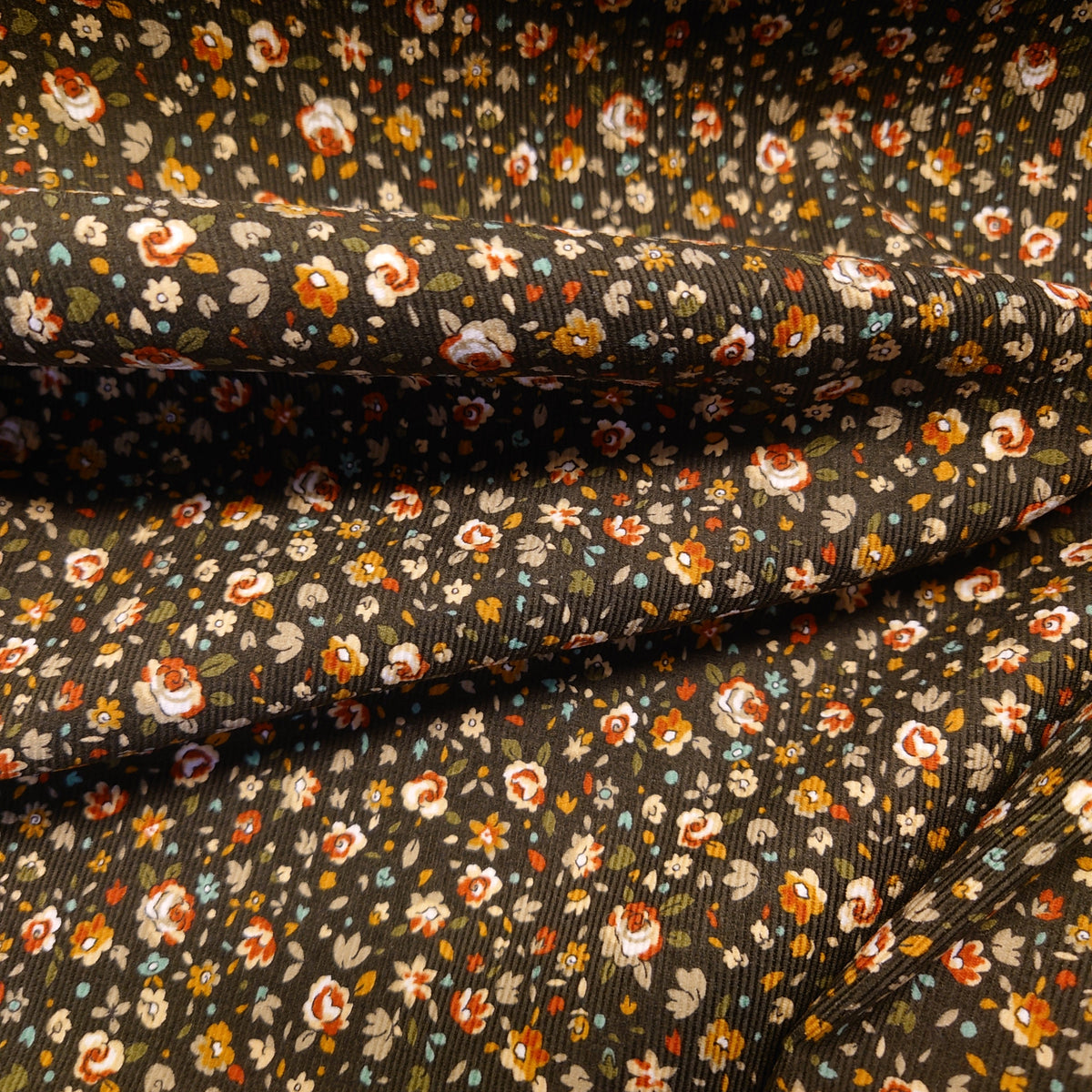 Hokkoh Autumn Rose Cotton Pinwale Cotton Corduroy in Forest Green