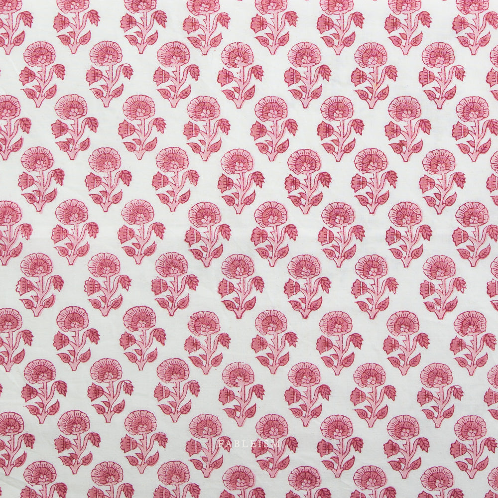 Fableism Indian Block Prints: Cottage Stamp Floral in Pink