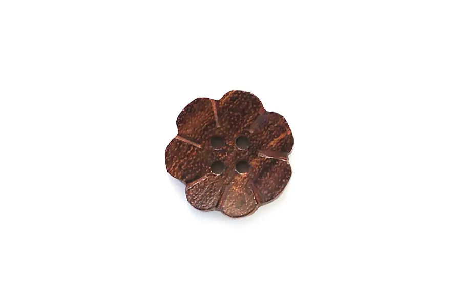 Wooden Flower Button - Dark (25mm)